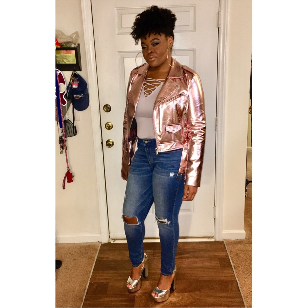 Forever 21 Metallic Moto Jacket